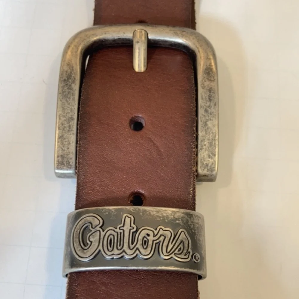 Fossil Brown Leather Gator Belt Size 32